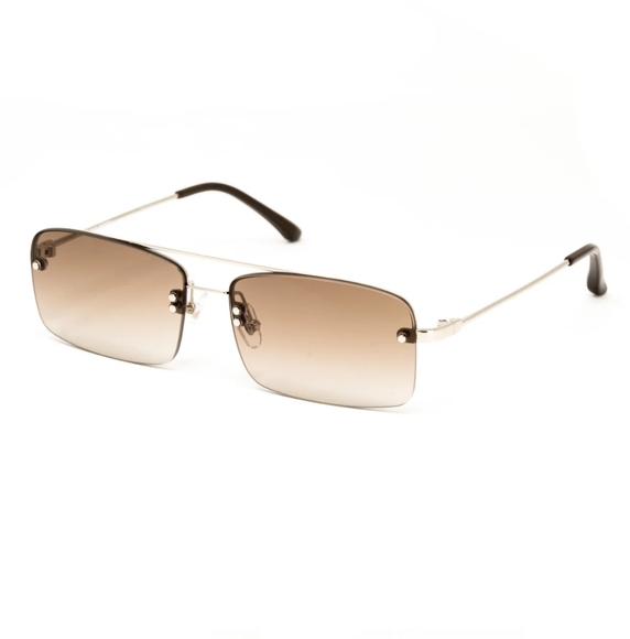 NWT Dries Van Noten x Linda Farrow Rectangular Brown Sunglasses DVN156C2SUN